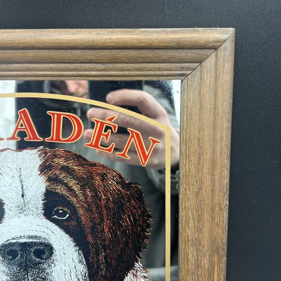 Vintage 11"x14" Almaden Centennial Brandy Mirror Sign with St Bernard Mascot - Picture 3 of 12